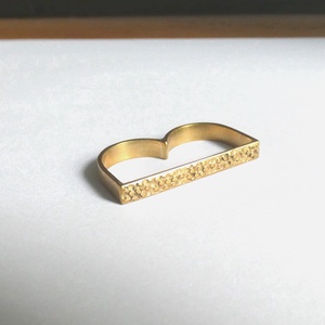 Kétujjas sárgaréz gyűrű - ékszer - gyűrű - statement gyűrű - Meska.hu