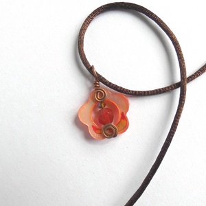 Virágzás réz medál Karneol ásványgyönggyel, Ékszer, Nyaklánc, Medál, Ékszerkészítés, Fémmegmunkálás, MESKA