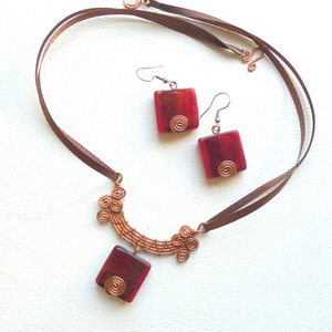 Tüzes Murano - rézdrót szett muranoi üvegből, Ékszer, Ékszerszett, Ékszerkészítés, Fémmegmunkálás, MESKA