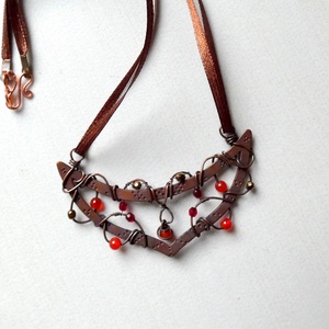 Tűz és fém nyakék, Ékszer, Nyaklánc, Gyöngyös nyaklánc, Ékszerkészítés, Ötvös, MESKA