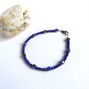 Rejtélyek kékje üveg karkötő, Ékszer, Karkötő, Gyöngyös karkötő, Ékszerkészítés, Fémmegmunkálás, MESKA