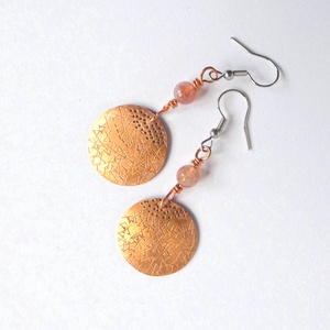 X - réz fülbevaló, Ékszer, Fülbevaló, Lógós kerek fülbevaló, Ékszerkészítés, Ötvös, MESKA