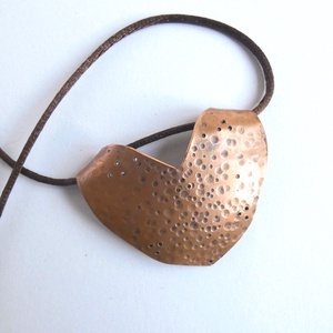 Kráterek vörösréz nyakbavaló, Ékszer, Nyaklánc, Medálos nyaklánc, Ékszerkészítés, Fémmegmunkálás, MESKA