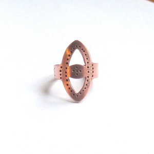 Pontozott lemez - vörösréz gyűrű, Ékszer, Gyűrű, Statement gyűrű, Ékszerkészítés, Ötvös, MESKA