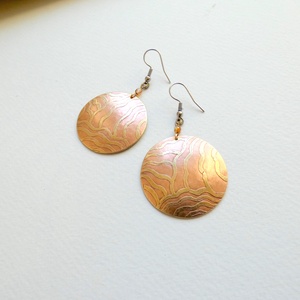 Áramlás sárgaréz fülbevaló, Ékszer, Fülbevaló, Lógós kerek fülbevaló, Ékszerkészítés, Ötvös, MESKA