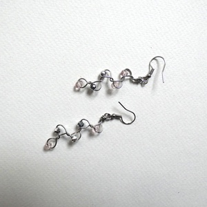 Acélszürke és rózsaszín acél fülbevaló, Ékszer, Fülbevaló, Lógó fülbevaló, Ékszerkészítés, Fémmegmunkálás, MESKA