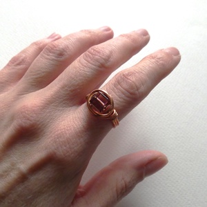 Üvegkocka réz gyűrű - Meska.hu