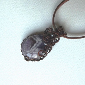 Ametiszt csepp réz medál - ékszer - nyaklánc - medál - Meska.hu