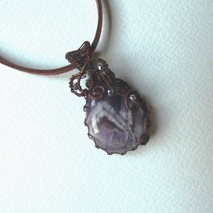 Ametiszt csepp réz medál - Meska.hu