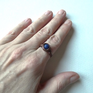 Kék golyó réz gyűrű - Meska.hu