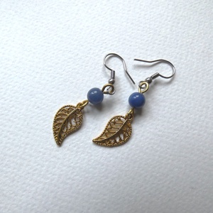 Kék és arany fülbevaló - ékszer - fülbevaló - lógó fülbevaló - Meska.hu