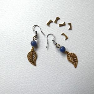 Kék és arany fülbevaló - Meska.hu