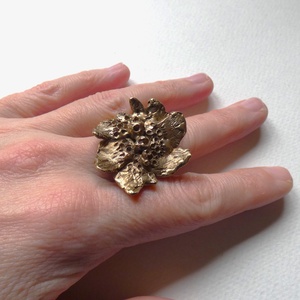 Sziklavirág bronz gyűrű, Ékszer, Gyűrű, Figurális gyűrű, Fémmegmunkálás, Ötvös, MESKA