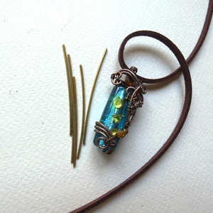 Arany és türkiz muranói medál - ékszer - nyaklánc - medál - Meska.hu