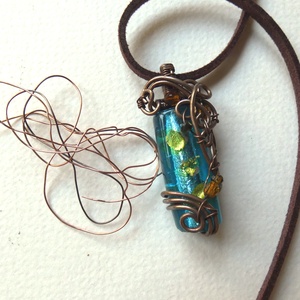 Arany és türkiz muranói medál, Ékszer, Nyaklánc, Medál, Ékszerkészítés, Fémmegmunkálás, MESKA