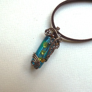 Arany és türkiz muranói medál - ékszer - nyaklánc - medál - Meska.hu