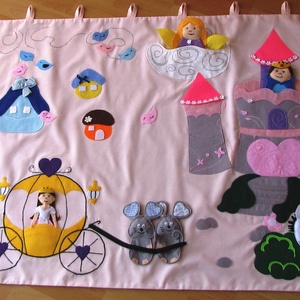 Hercegnős falvédő ujjbábokkal klasszikus mesékhez - rózsaszín -  - Meska.hu