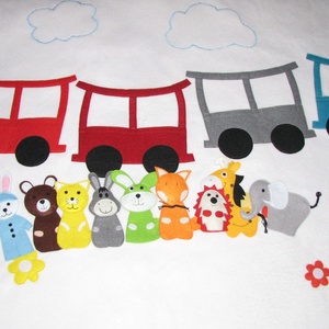 Vonatos falvédő ujjbábokkal  139X90 -  - Meska.hu