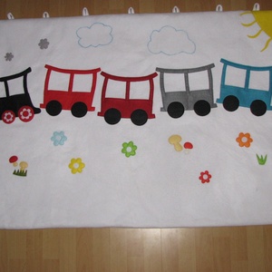 Vonatos falvédő ujjbábokkal  139X90 -  - Meska.hu