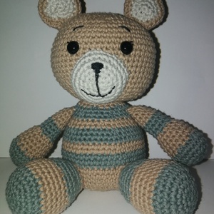 Horgolt világosbarna csíkos Maci  _Amigurumi figura, Játék & Sport, Plüssállat & Játékfigura, Maci, Horgolás, MESKA