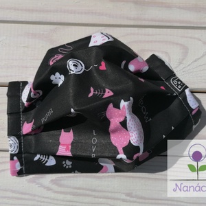 Textil szájmaszk/arcmaszk - szerelmes cicák - Meska.hu