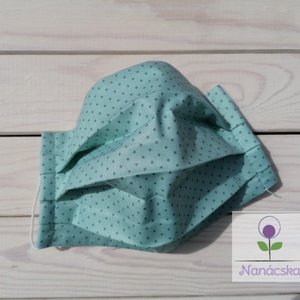 Textil szájmaszk/arcmaszk - türkiz pettyes - Meska.hu