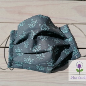 Textil szájmaszk/arcmaszk - türkiz virágos - Meska.hu