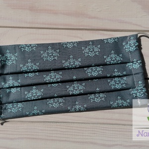 Textil szájmaszk/arcmaszk - türkiz virágos -  - Meska.hu