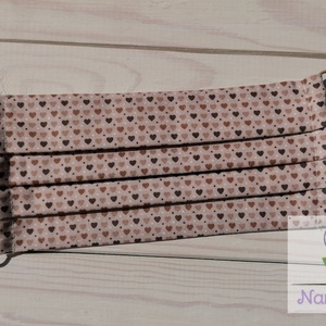 Textil szájmaszk/arcmaszk - barna szívecskés -  - Meska.hu