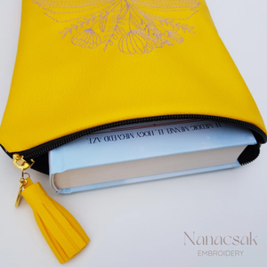 Hímzett könyvtok - napsárga - könyv & zene - könyvtok - Meska.hu