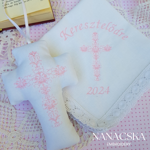 ,, ÖRÖK EMLÉK ,, - keresztelőre, Otthon & Életmód, Vallás, Kereszt, Varrás, Hímzés, MESKA