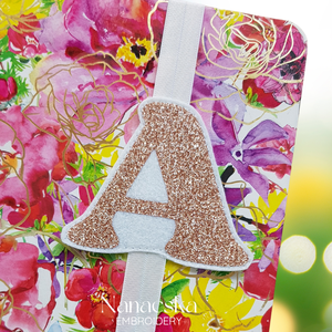 Kezdőbetűs -rosegold glitter- könyvjelző, Könyv & Zene, Könyvjelző, Varrás, MESKA