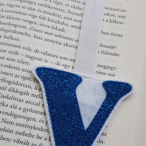 Kezdőbetűs -kék glitter- könyvjelző - könyv & zene - könyvjelző - Meska.hu