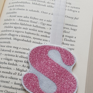 Kezdőbetűs -rózsaszín glitter- könyvjelző - könyv & zene - könyvjelző - Meska.hu