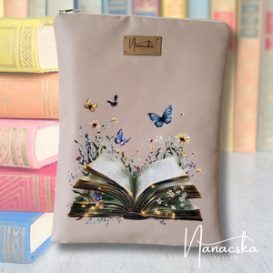 Pillangós-virágos könyvtok , Könyv & Zene, Könyvtok, Hímzés, Varrás, MESKA