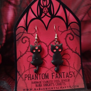 Fekete Démoncica fülbevalók - ékszer - fülbevaló - lógó fülbevaló - Meska.hu