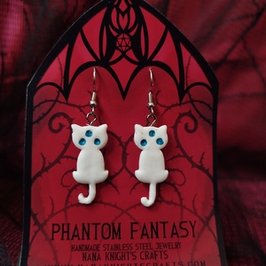 Fehér Démoncica fülbevalók - Meska.hu