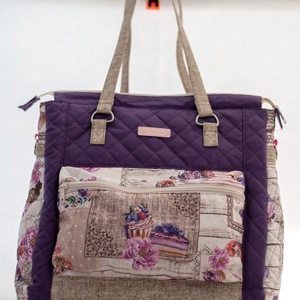 Női válltáska / vállon átvehető táska / shopper / lila mintás / iskolatáska / pelenkázótáska / pakolós - táska & tok - kézitáska & válltáska - vállon átvethető táska - Meska.hu