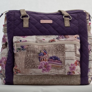 Női válltáska / vállon átvehető táska / shopper / lila mintás / iskolatáska / pelenkázótáska / pakolós, Táska & Tok, Kézitáska & válltáska, Vállon átvethető táska, Varrás, MESKA