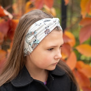 Elasztikus, csavaros elejű fejpánt, hajpánt, fülvédőpánt, kislányos, Ruha & Divat, Sál, Sapka, Kendő, Fejpánt, Varrás, MESKA