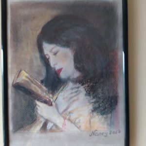 olvasó nő, Művészet, Festmény, Pasztell, Mindenmás, MESKA