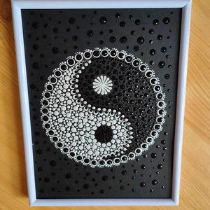 Fényképkereteben jin-jang mandalakép, Otthon & Lakás, Dekoráció, Spiritualitás, Mandala, Festészet, Meska
