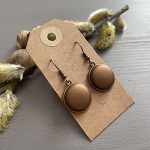 Fényes bronzos-rezes lógós fülbevaló, Ékszer, Fülbevaló, Lógó fülbevaló, Ékszerkészítés, Újrahasznosított alapanyagból készült termékek, MESKA