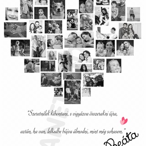 Szív alakú fényképes szülinapi poszter, Egyedi szíves fotókollázs, montázs, kerekévforduló, nyugdijbamenetel nászajándék - otthon & életmód - dekoráció - kép & falikép - poszter - Meska.hu