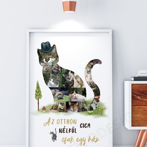 Egyedi cicás fényképes kollázs poszter, cicakedvelő gazdiknak szülinapra, cicaimádó ajándék macska cat cicuska fotós - otthon & életmód - kisállatoknak - cicáknak & macskáknak - Meska.hu