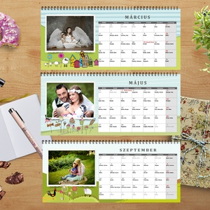 13 oldalas egyedi grafikájú asztali naptár kalendárium fényképes naptár calendar milestone babakártya családi szabályok  -  - Meska.hu