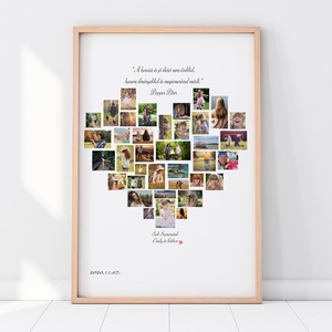 Egyedi szív alakú fényképes szülinapi poszter kerettel, fotókollázs kép montázs, kerekévforduló, nyugdijbamenetel heart - otthon & lakás - dekoráció - kép & falikép - poszter - Meska.hu