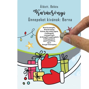 A6 os egyedi kaparós sorsjegy, meglepetés vicces ajándék, karácsonyi ajándékkisérő, képeslap, jókivánság, köszöntő, vers - karácsony - Meska.hu