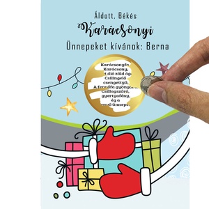 A6 os egyedi kaparós sorsjegy, meglepetés vicces ajándék, karácsonyi ajándékkisérő, képeslap, jókivánság, köszöntő, vers - karácsony - Meska.hu
