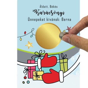 A6 os egyedi kaparós sorsjegy, meglepetés vicces ajándék, karácsonyi ajándékkisérő, képeslap, jókivánság, köszöntő, vers - karácsony - Meska.hu